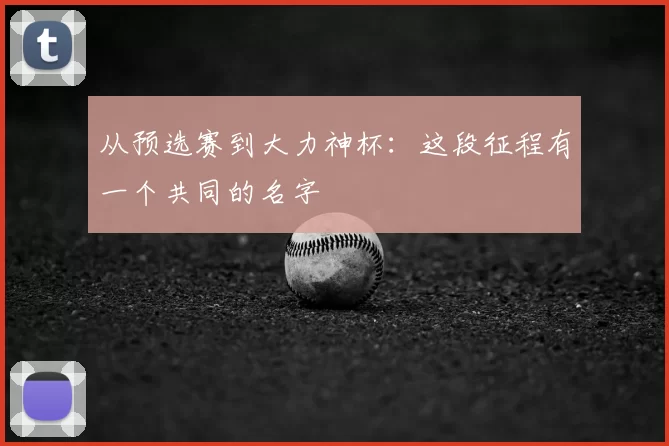从预选赛到大力神杯:这段征程有一个共同的名字